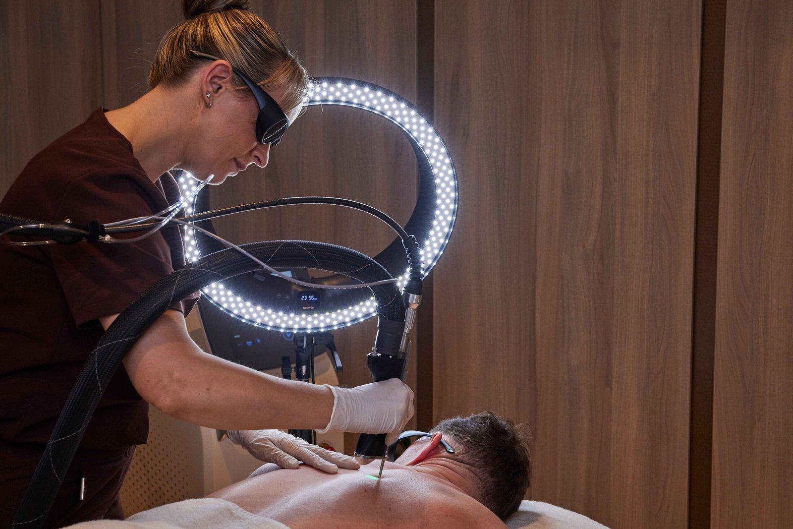 Advanced laser hair removal treatment for men being performed at a Manchester aesthetic clinic