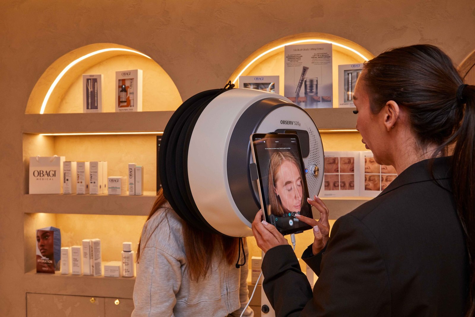 Professional skin analysis scan being conducted during a consultation at a Manchester aesthetic clinic