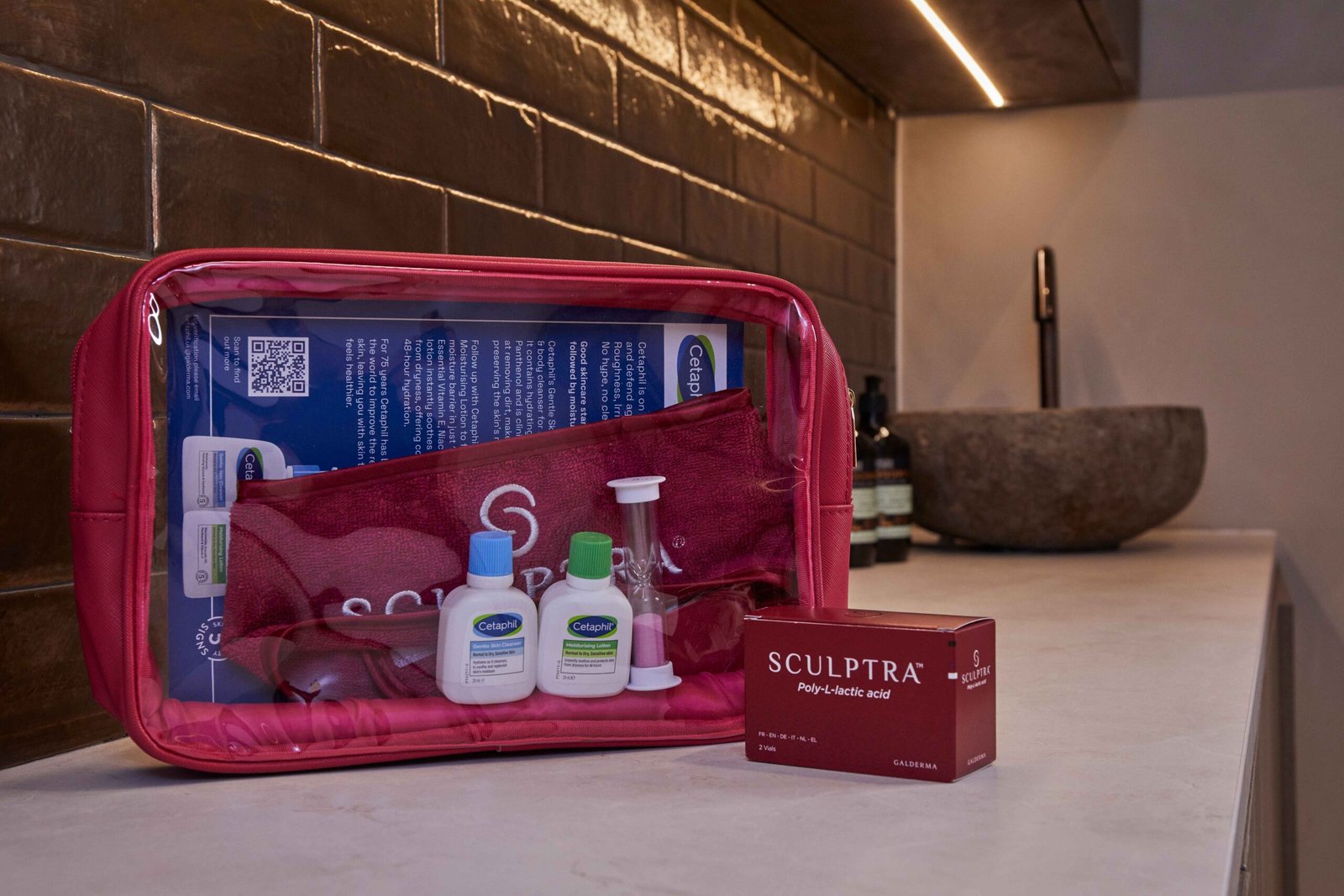 Sculptra treatment aftercare kit at a Manchester aesthetics clinic