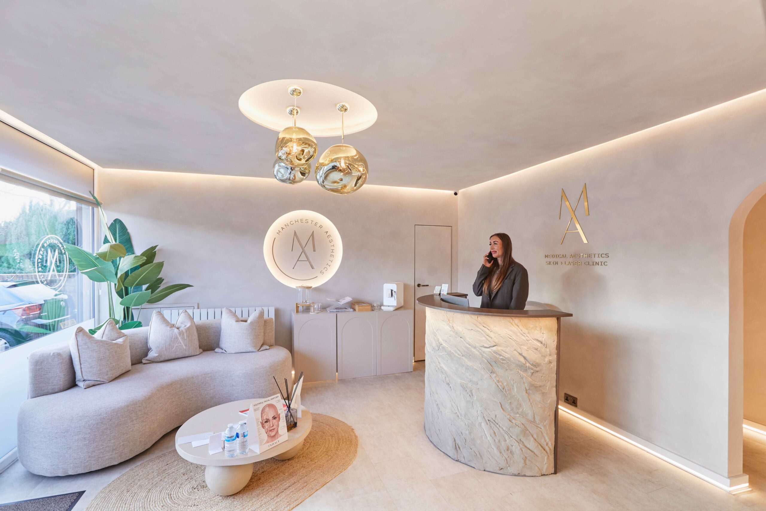 Reception area inside Manchester Aesthetics clinic
